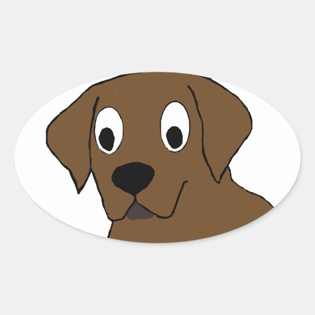 chocolate labrador cartoon oval sticker (Front)