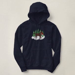 Chocolate Labrador Christmas Evergreen Trees Hoodie