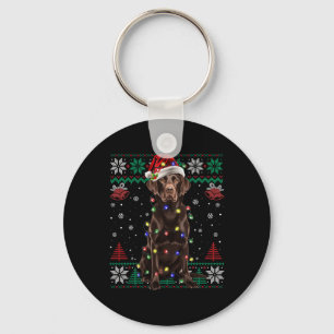 Chocolate Labrador Christmas Santa Ugly Sweater Do Key Ring