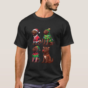 Chocolate Labrador Christmas Tree Santa Elf Costum T-Shirt