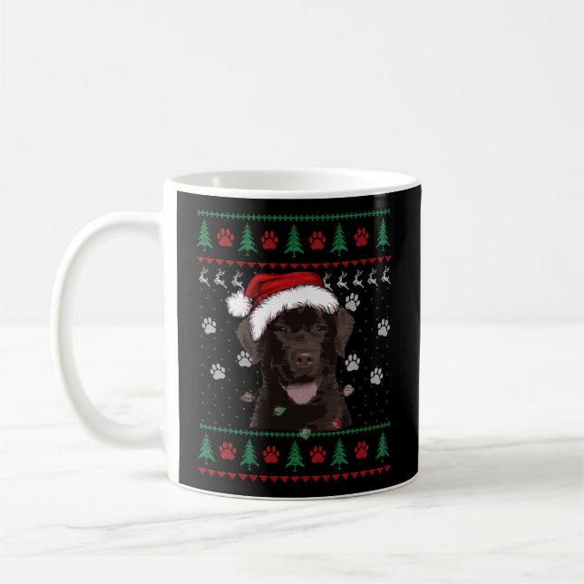 Chocolate Labrador Christmas Ugly Sweater Lab Dog  Coffee Mug (Left)