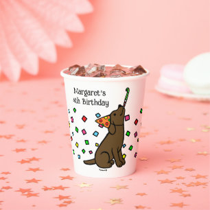 Chocolate Labrador Confetti Birthday Party Paper Cups