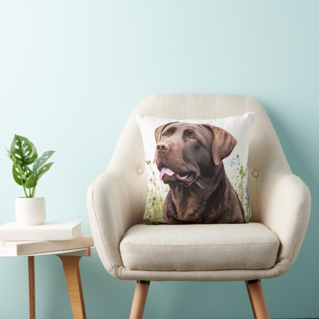 Chocolate Labrador Cushion (Chair)