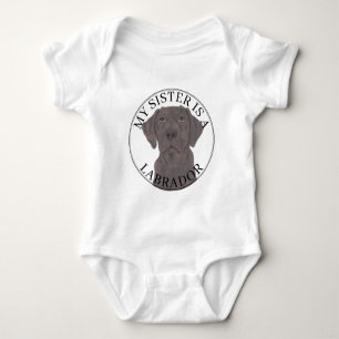 Chocolate Labrador Dog Big Sister Baby Bodysuit