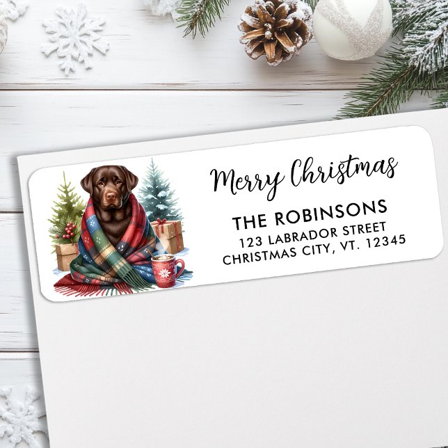 Chocolate Labrador Dog Christmas Return Address (Creator Uploaded)