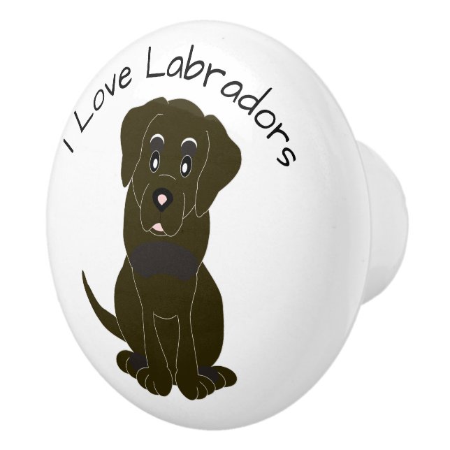 Chocolate Labrador Dog Design Ceramic Knob (Right)