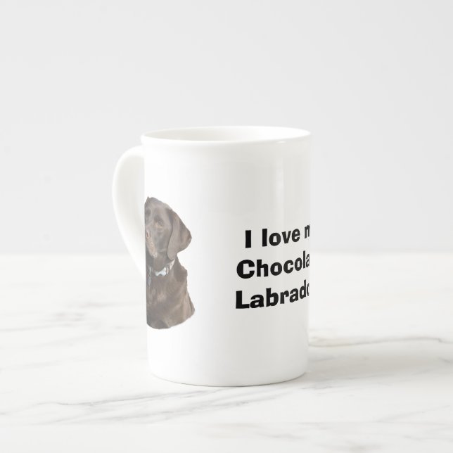 Chocolate Labrador dog photo portrait Bone China Mug (Front Left)