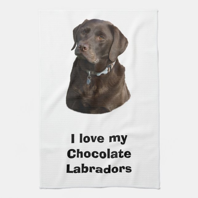 Chocolate Labrador dog photo portrait Tea Towel (Vertical)