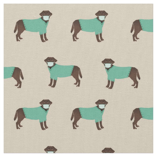 Chocolate Labrador dog tan Fabric (Close Up)