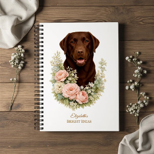 Chocolate Labrador Floral Portrait Notebook