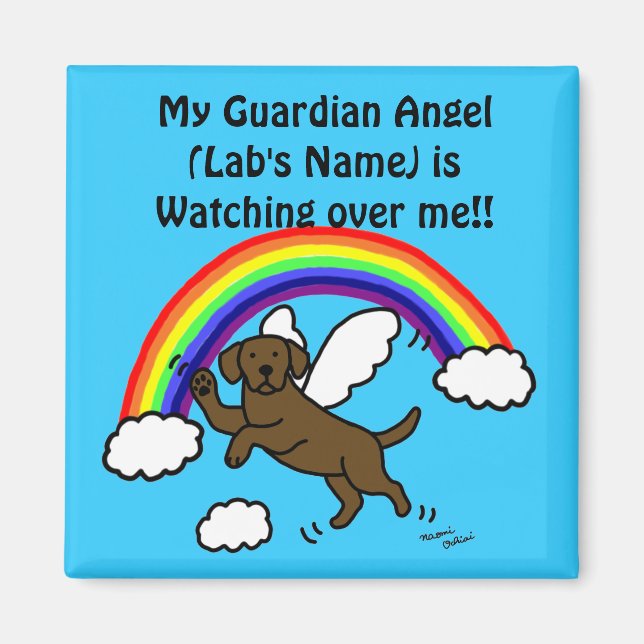 Chocolate Labrador Guardian Angel (Rainbow Bridge) Magnet (Front)