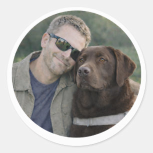 Chocolate Labrador Guide Dog Team Classic Round Sticker