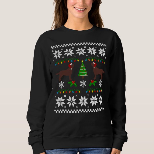 Chocolate Labrador Happy Christmas Sweater Pattern (Front)