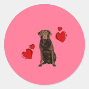 Chocolate Labrador Happy Valentine's Day Classic Round Sticker