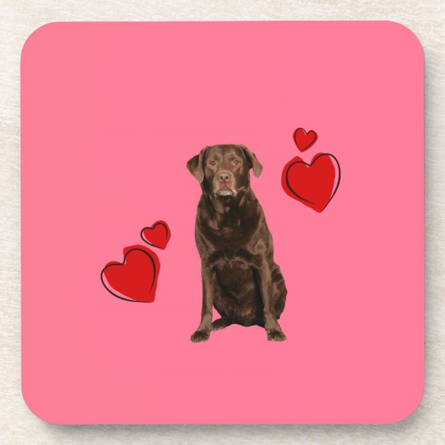 Chocolate Labrador Happy Valentine's Day Coaster (Front)