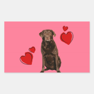 Chocolate Labrador Happy Valentine's Day Rectangular Sticker
