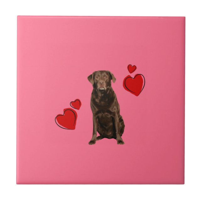 Chocolate Labrador Happy Valentine's Day Tile (Front)