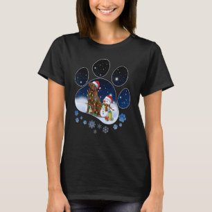 Chocolate Labrador Lab Dog Paw Christmas Snowman T-Shirt