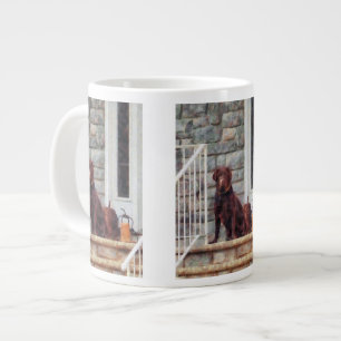 Chocolate Labrador on Porch Large Coffee Mug
