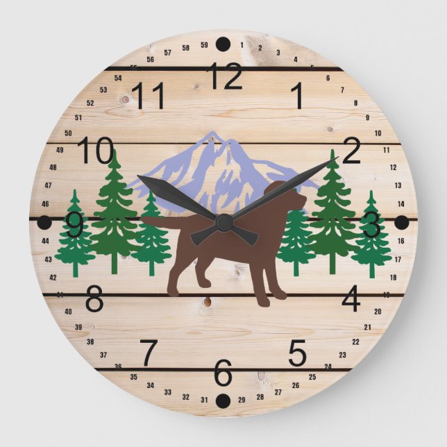 Chocolate Labrador Outline Evergreen Wall Clock (Front)