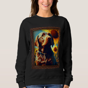 Chocolate Labrador Painting Sunflower Flower Mom W Sweatshirt