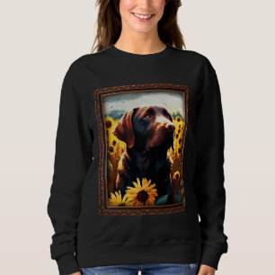Chocolate Labrador Painting Sunflower Flower Mom W Sweatshirt