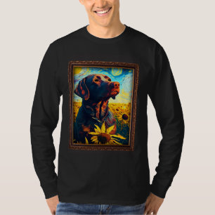 Chocolate Labrador Painting Sunflower Flower Mom W T-Shirt