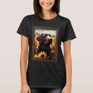 Chocolate Labrador Painting Sunflower Flower Mom W T-Shirt