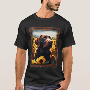 Chocolate Labrador Painting Sunflower Flower Mom W T-Shirt
