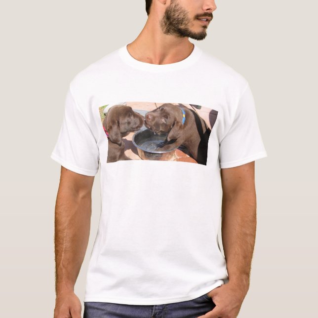 Chocolate Labrador Puppies Play T-Shirt (Front)