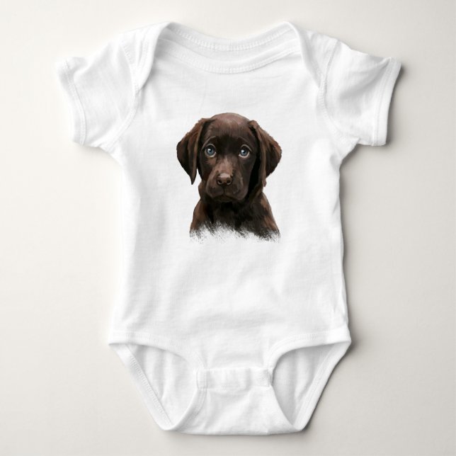 Chocolate Labrador Puppy Baby Bodysuit (Front)