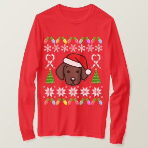 Chocolate Labrador Puppy Christmas Pattern T-Shirt