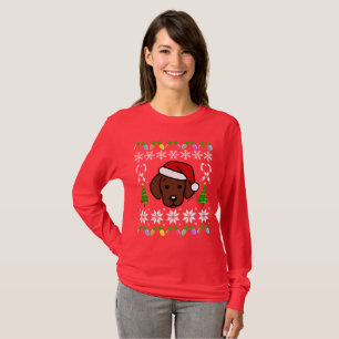 Chocolate Labrador Puppy Christmas Pattern T-Shirt