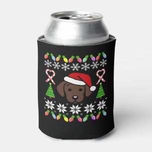 Chocolate Labrador Puppy Christmas Santa Oversized Can Cooler