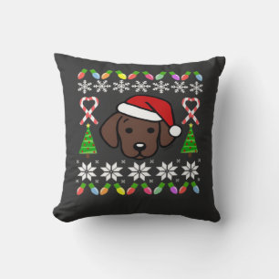 Chocolate Labrador Puppy Christmas Santa Oversized Cushion