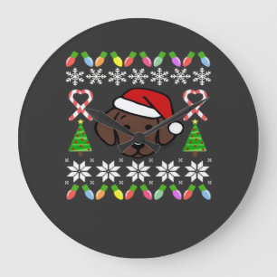 Chocolate Labrador Puppy Christmas Santa Oversized Large Clock