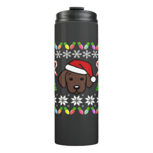Chocolate Labrador Puppy Christmas Santa Oversized Thermal Tumbler