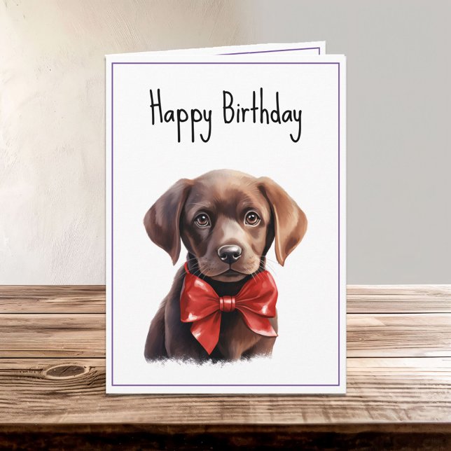 Chocolate Labrador Puppy Dog Birthday Card (Creator Uploaded)