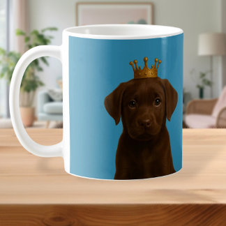 Chocolate Labrador Puppy in Gold Crown Cute Coffee Mug