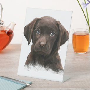 Chocolate Labrador Puppy Pedestal Sign