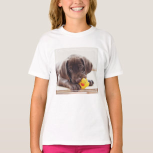 Chocolate Labrador Puppy With Toy Duck T-Shirt