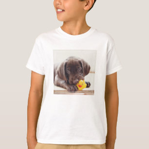 Chocolate Labrador Puppy With Toy Duck T-Shirt