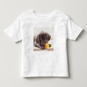 Chocolate Labrador Puppy With Toy Duck Toddler T-Shirt
