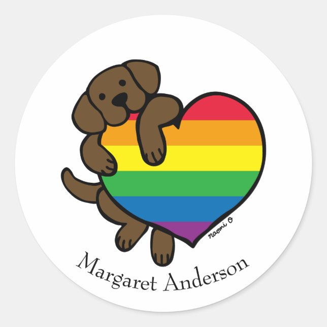 Chocolate Labrador Rainbow Pride Classic Round Sticker (Front)
