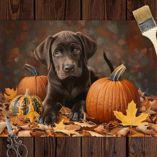 Chocolate Labrador Retriever Autumn Decoupage Tissue Paper
