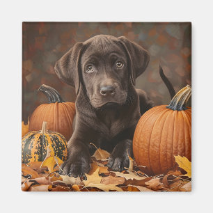Chocolate Labrador Retriever Autumn Magnet