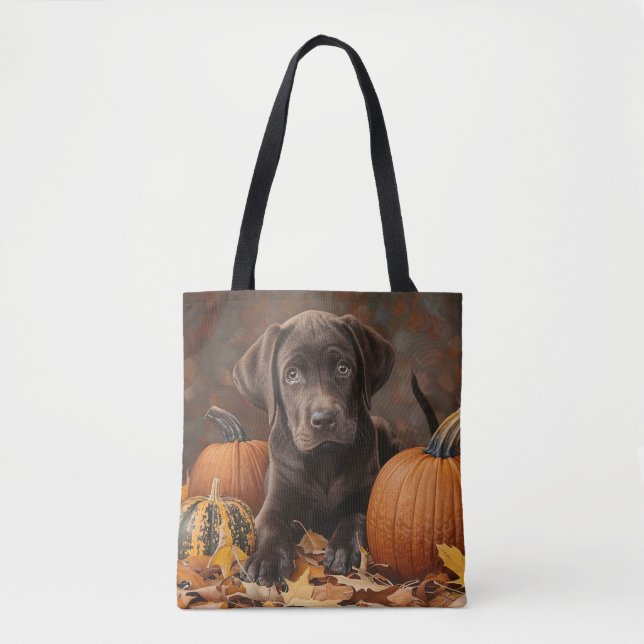 Chocolate Labrador Retriever Autumn Tote Bag (Front)