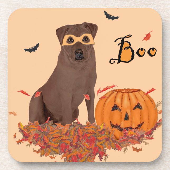 Chocolate Labrador Retriever Boo! Coaster (Front)