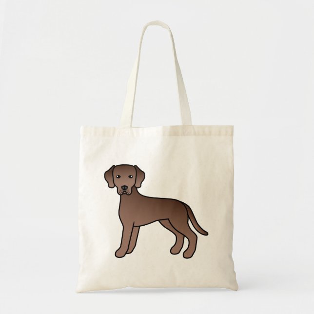Chocolate Labrador Retriever Cartoon Dog Drawing Tote Bag (Front)