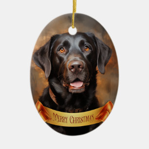 Chocolate Labrador Retriever Ceramic Tree Decoration